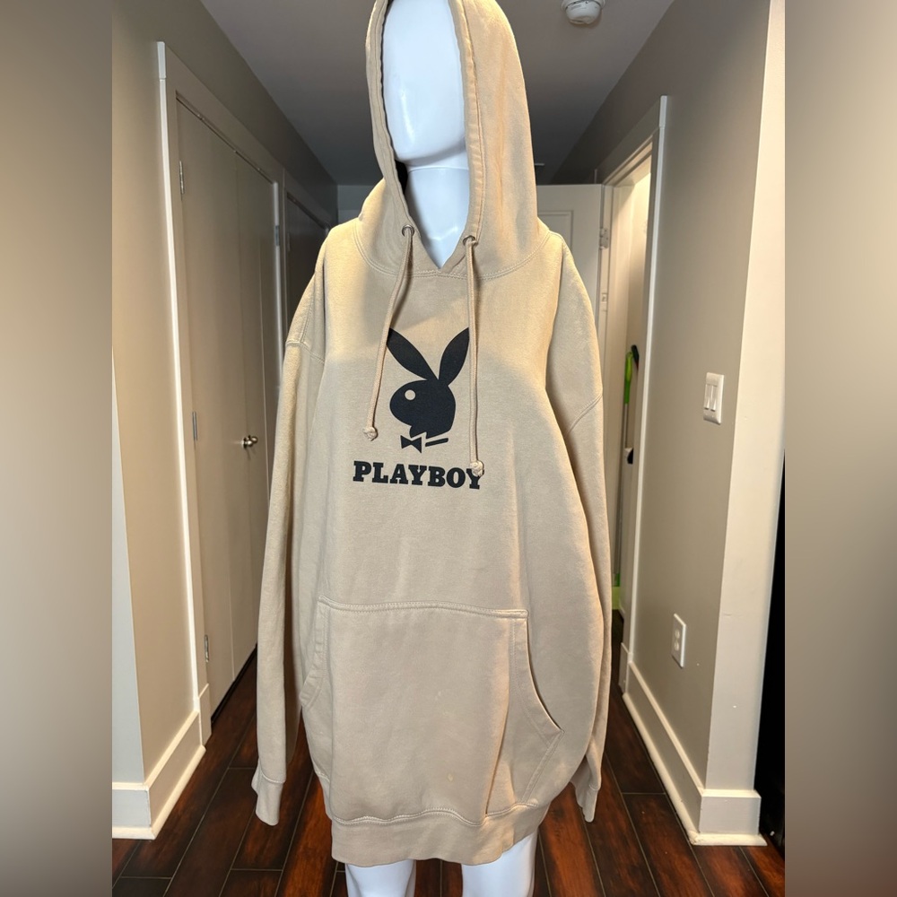 PLAYBOY Beige Hoodie Sweater for Men